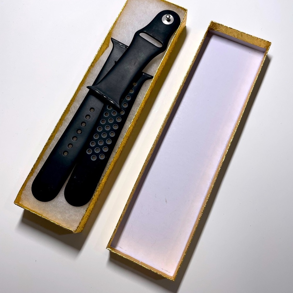 Black silicone Apple Watch Sport band